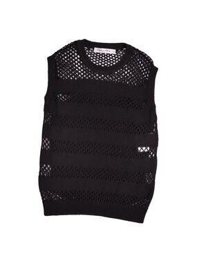 Dior Knit Sweater Sleeveless Mesh Top Cotton Black US 10